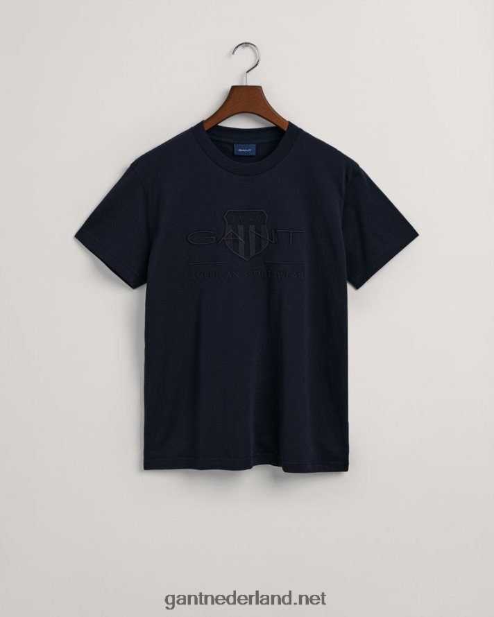 GANT Heren avond blauw T-shirt met tonaal archiefschild R48460149