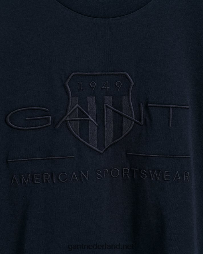 GANT Heren avond blauw T-shirt met tonaal archiefschild R48460149