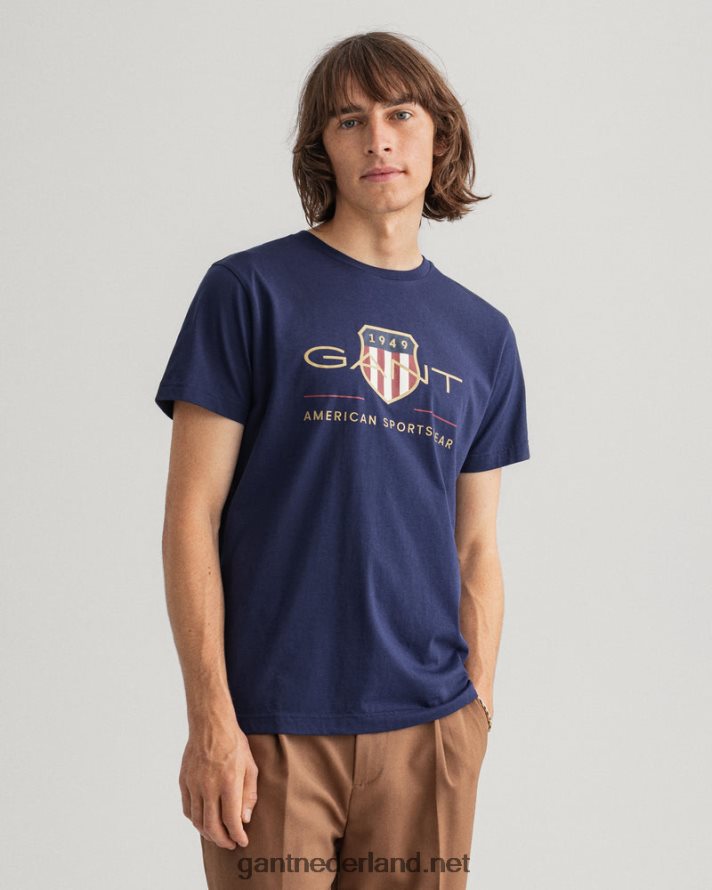 GANT Heren avond blauw archief schild t-shirt R48460141