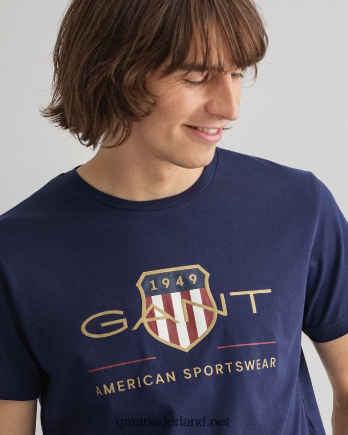 GANT Heren avond blauw archief schild t-shirt R48460141