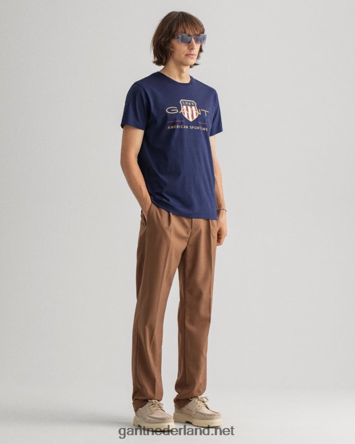 GANT Heren avond blauw archief schild t-shirt R48460141