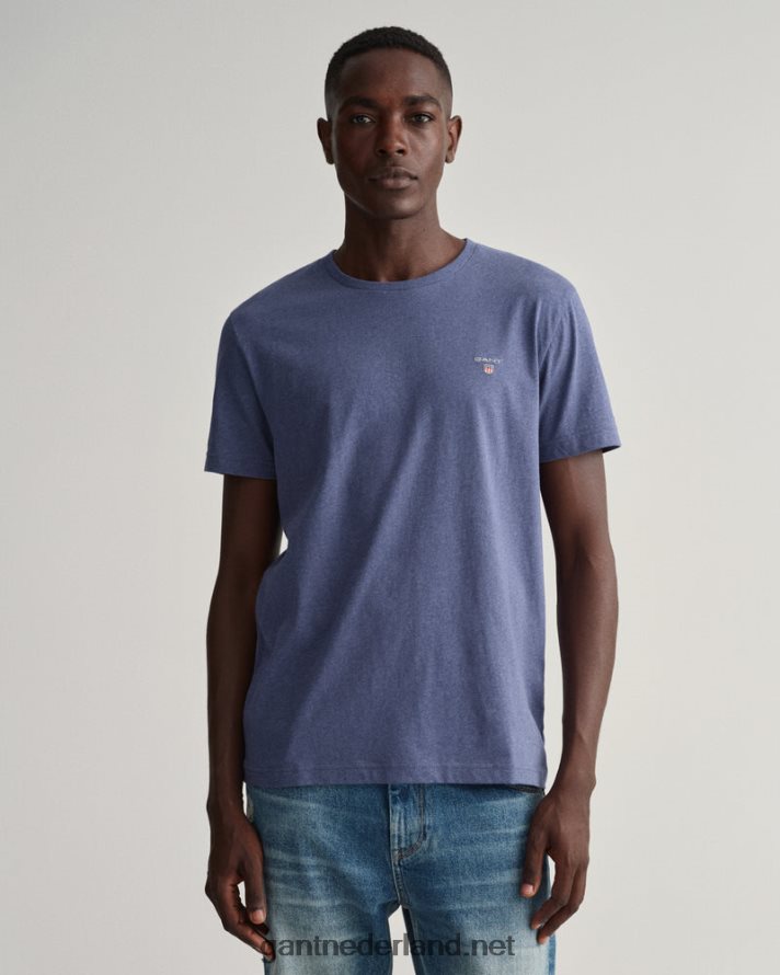 GANT Heren donker jeansblauw gemêleerd origineel t-shirt R48460182