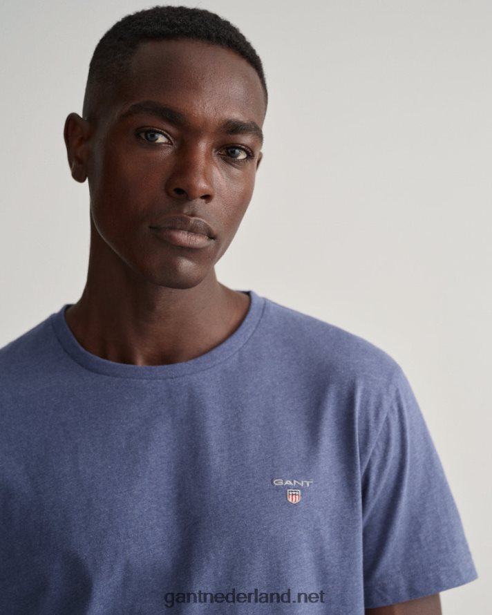 GANT Heren donker jeansblauw gemêleerd origineel t-shirt R48460182
