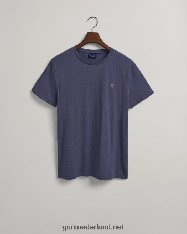 GANT Heren donker jeansblauw gemêleerd origineel t-shirt R48460182