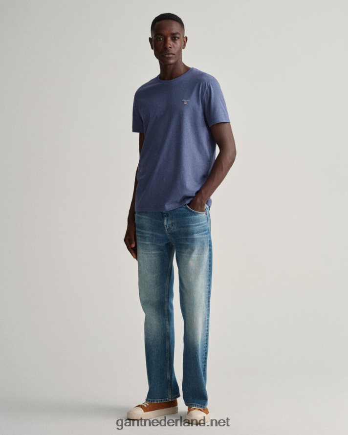 GANT Heren donker jeansblauw gemêleerd origineel t-shirt R48460182