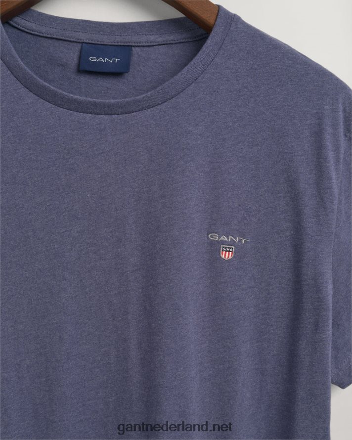 GANT Heren donker jeansblauw gemêleerd origineel t-shirt R48460182