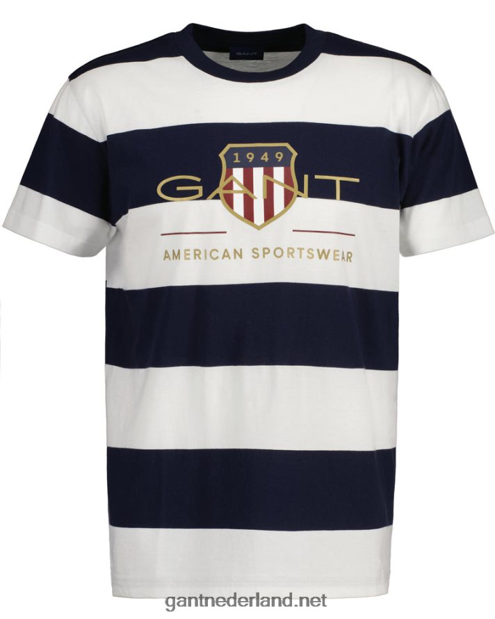GANT Heren eierschaal T-shirt met gestreept archiefschild R48460198