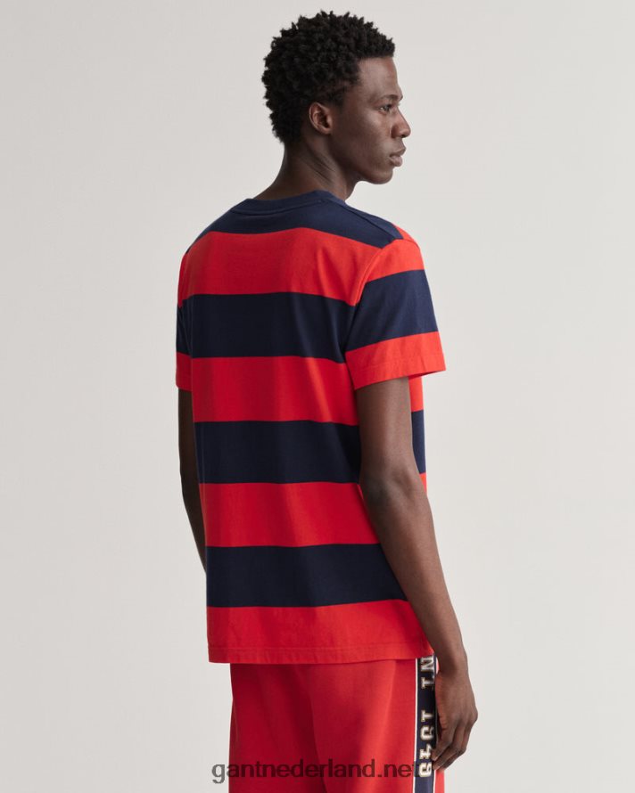 GANT Heren fel rood T-shirt met gestreept archiefschild R48460165