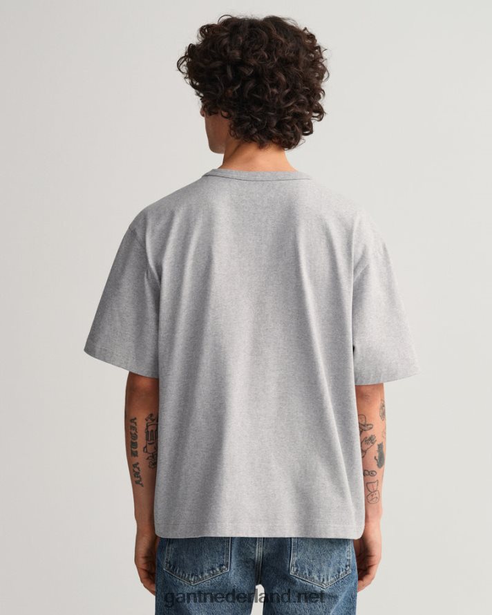 GANT Heren grijs gemêleerd Amerikaans grafisch t-shirt R48460169