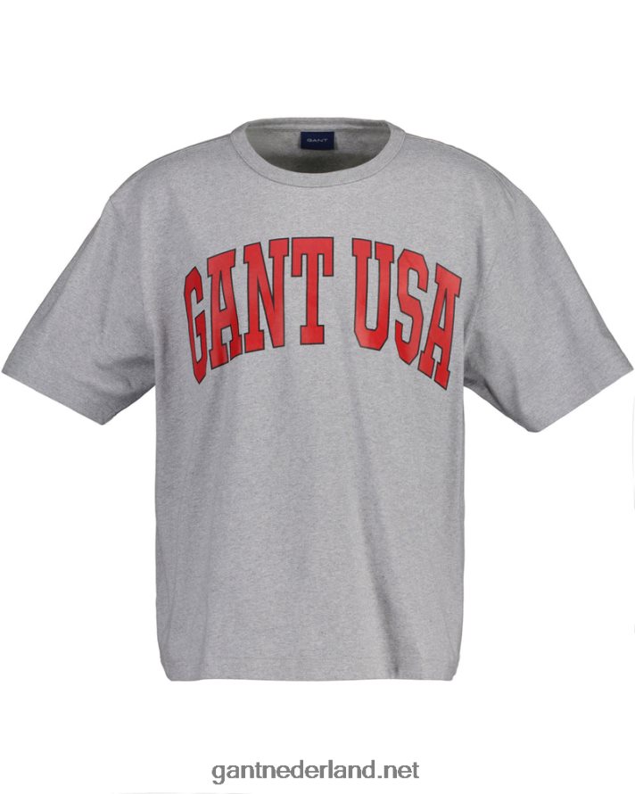 GANT Heren grijs gemêleerd Amerikaans grafisch t-shirt R48460169