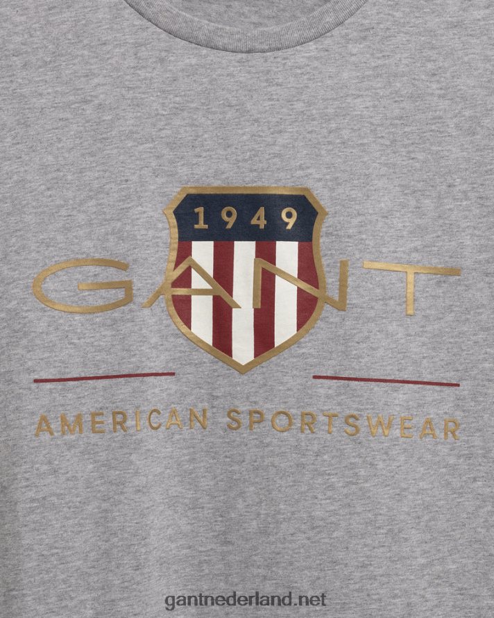 GANT Heren grijs gemêleerd archief schild t-shirt R48460139