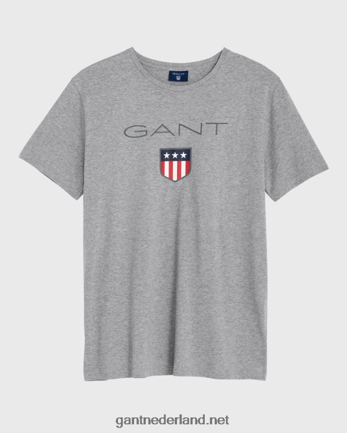 GANT Heren grijs gemêleerd schild t-shirt R48460177