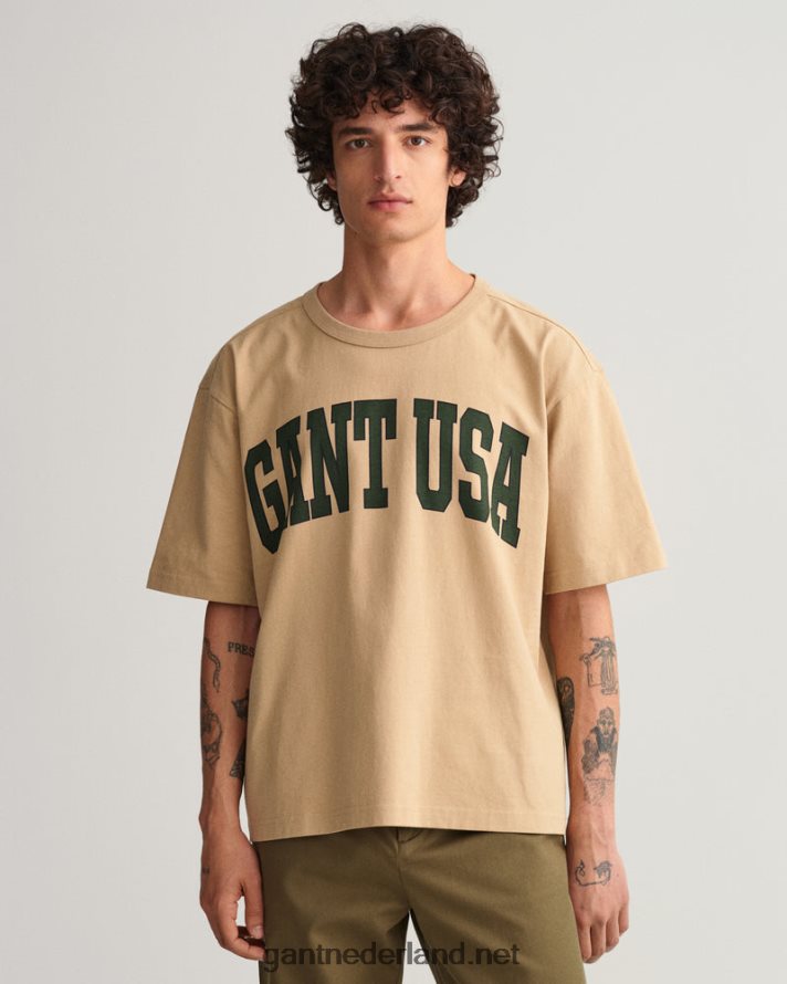 GANT Heren hazelnoot beige Amerikaans grafisch t-shirt R48460167