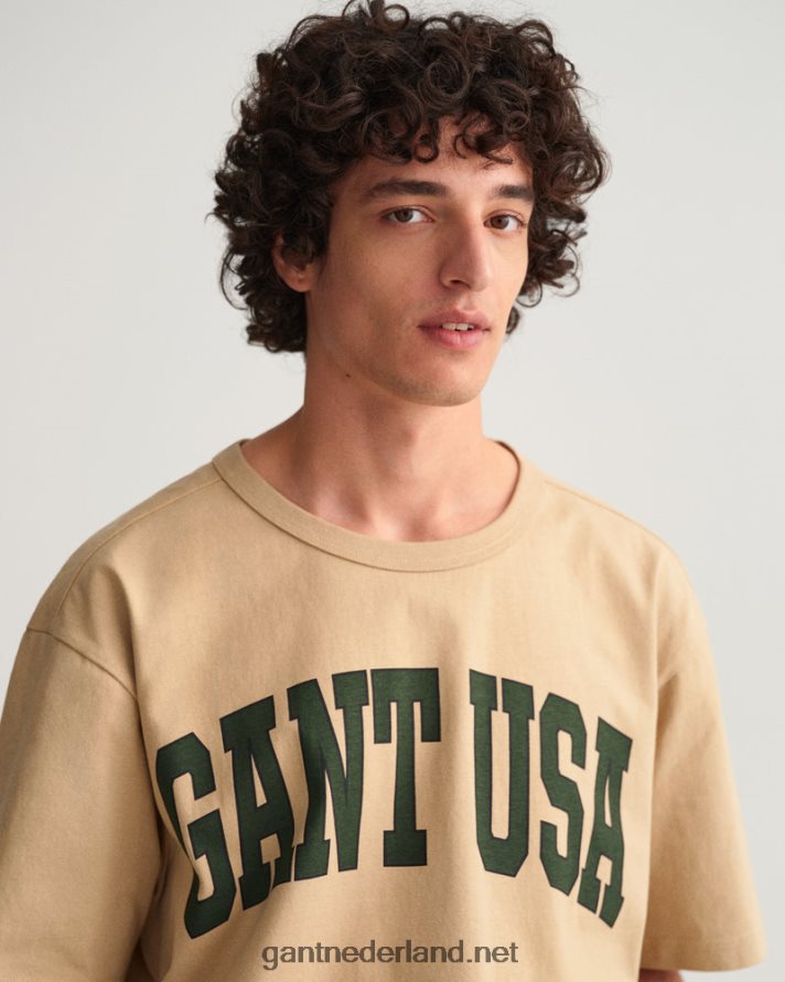 GANT Heren hazelnoot beige Amerikaans grafisch t-shirt R48460167