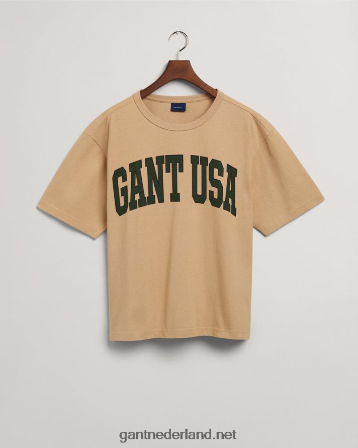 GANT Heren hazelnoot beige Amerikaans grafisch t-shirt R48460167