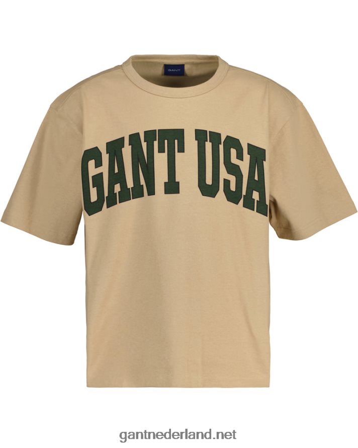 GANT Heren hazelnoot beige Amerikaans grafisch t-shirt R48460167