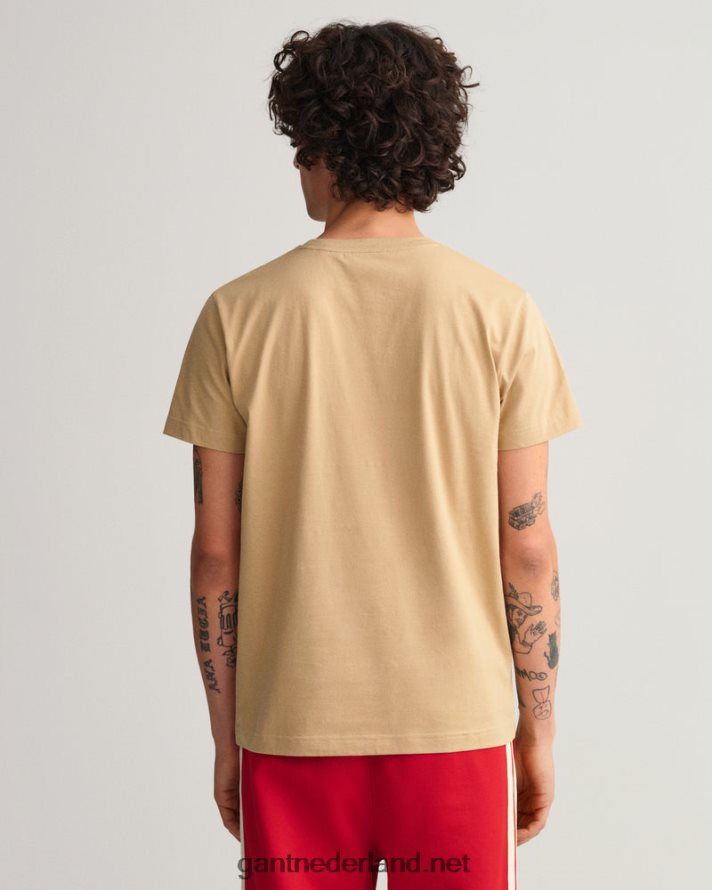 GANT Heren hazelnoot beige archief schild t-shirt R48460188