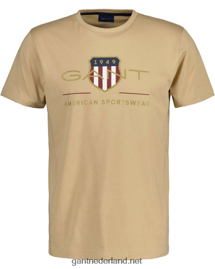 GANT Heren hazelnoot beige archief schild t-shirt R48460188