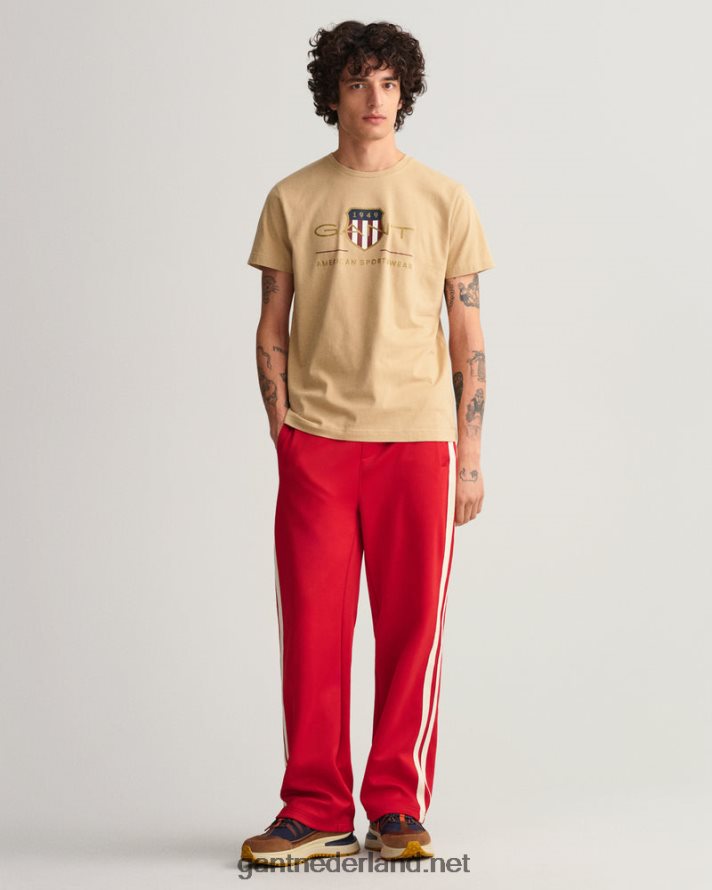 GANT Heren hazelnoot beige archief schild t-shirt R48460188