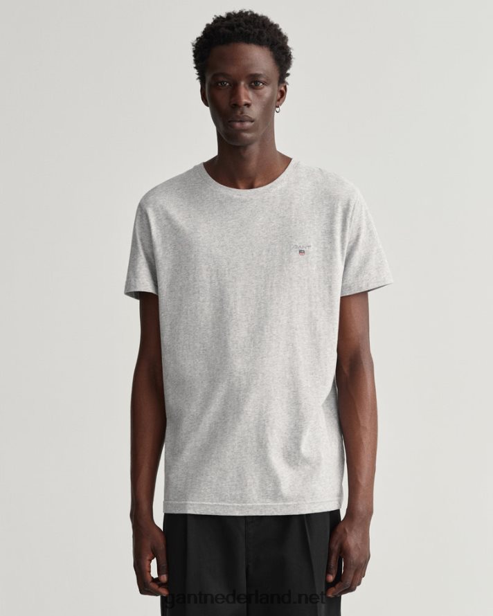 GANT Heren lichtgrijs gemêleerd origineel t-shirt R48460173