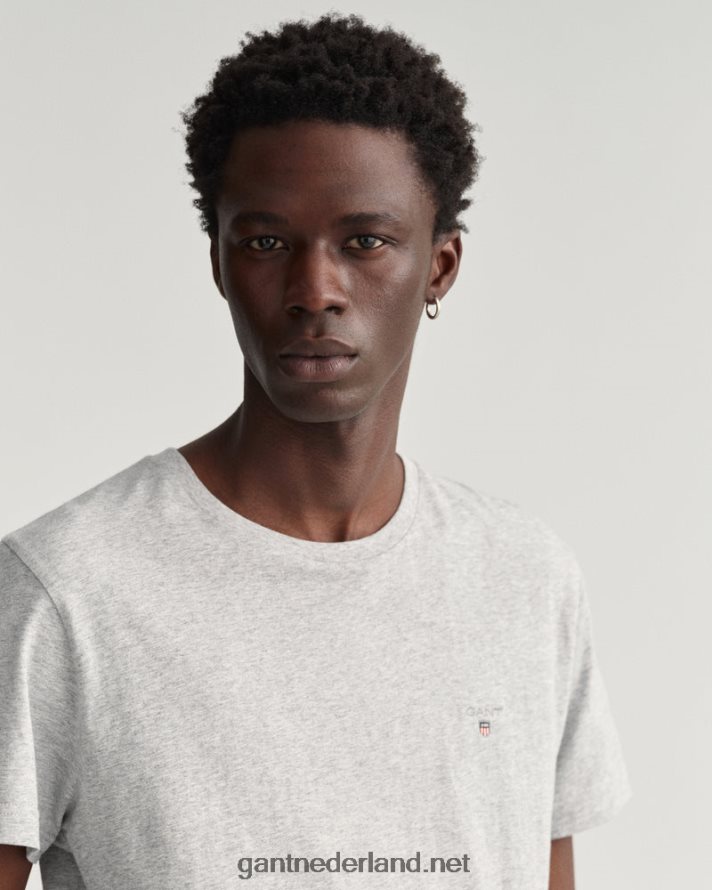 GANT Heren lichtgrijs gemêleerd origineel t-shirt R48460173
