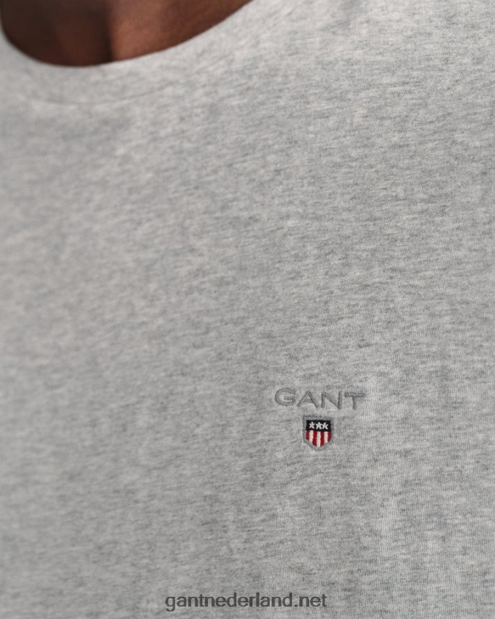 GANT Heren lichtgrijs gemêleerd origineel t-shirt R48460173