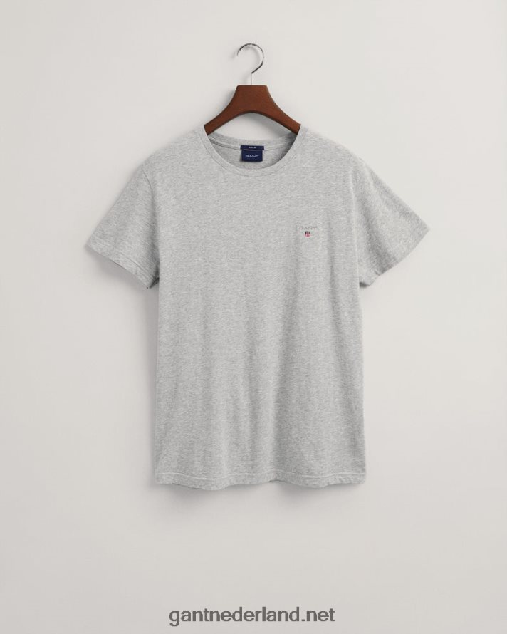 GANT Heren lichtgrijs gemêleerd origineel t-shirt R48460173