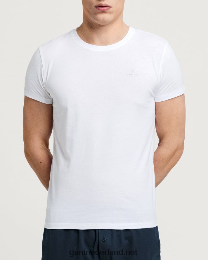 GANT Heren marine/wit 2-pack T-shirts met ronde hals R48460547