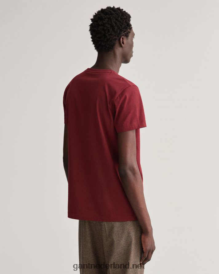 GANT Heren rood geplooid archief schild t-shirt R48460189