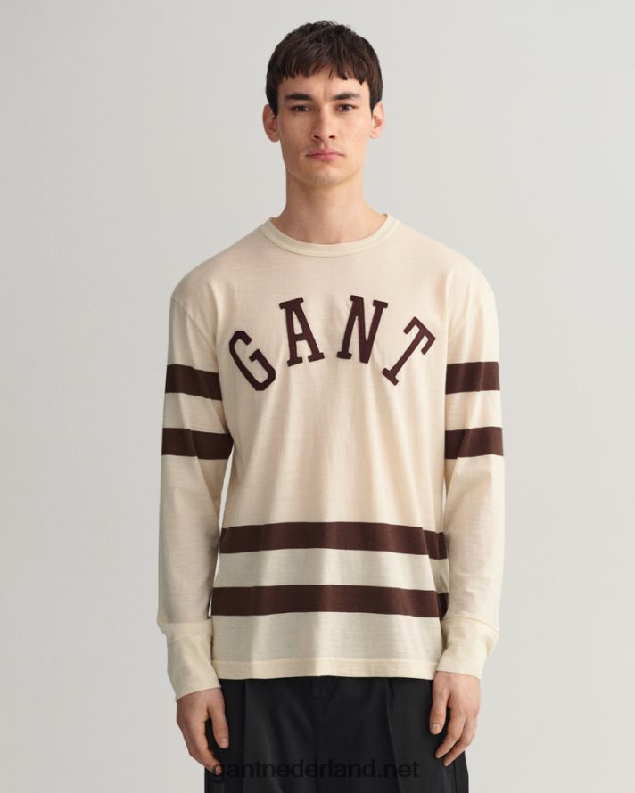 GANT Heren room T-shirt van wollen jersey met lange mouwen R48460131
