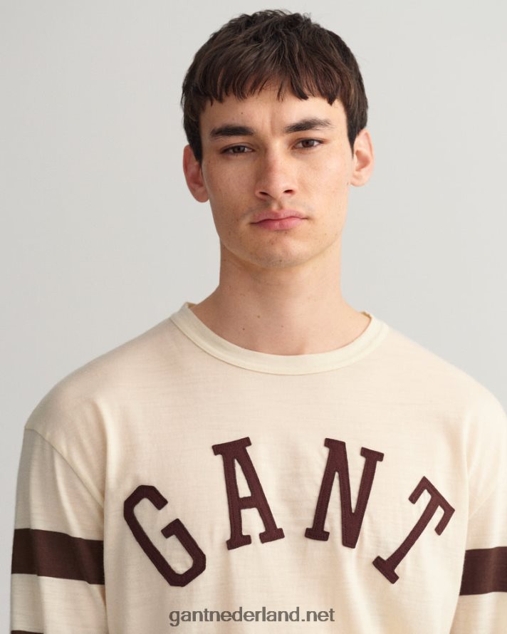 GANT Heren room T-shirt van wollen jersey met lange mouwen R48460131