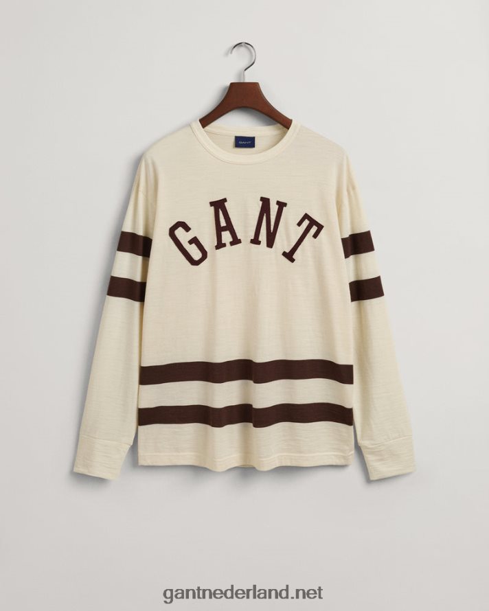 GANT Heren room T-shirt van wollen jersey met lange mouwen R48460131