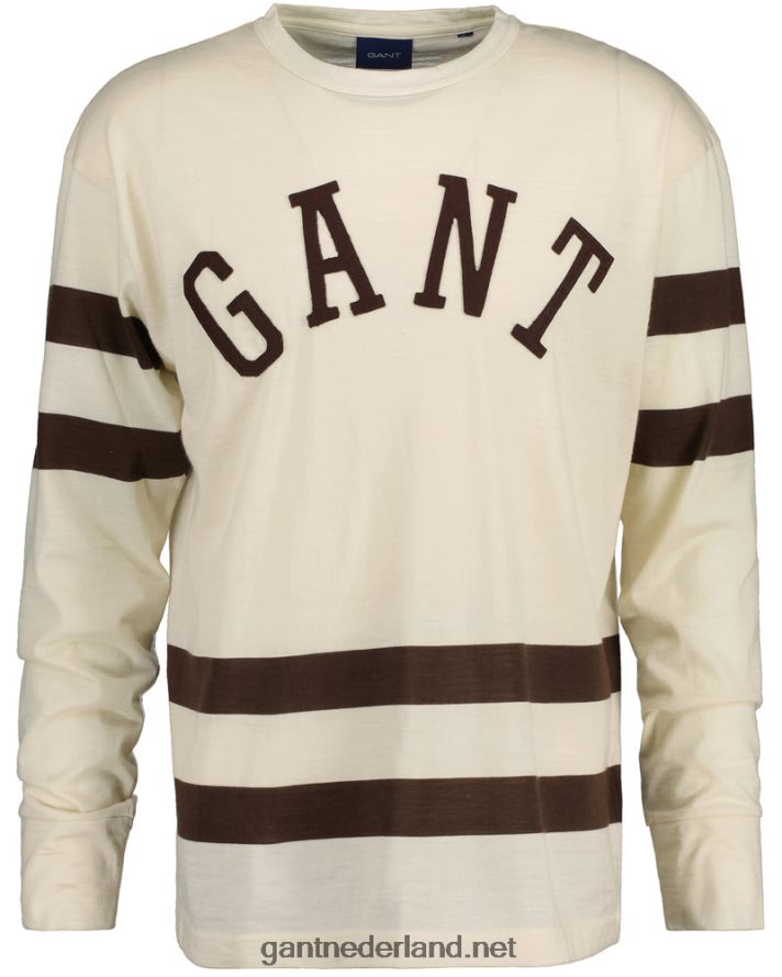 GANT Heren room T-shirt van wollen jersey met lange mouwen R48460131