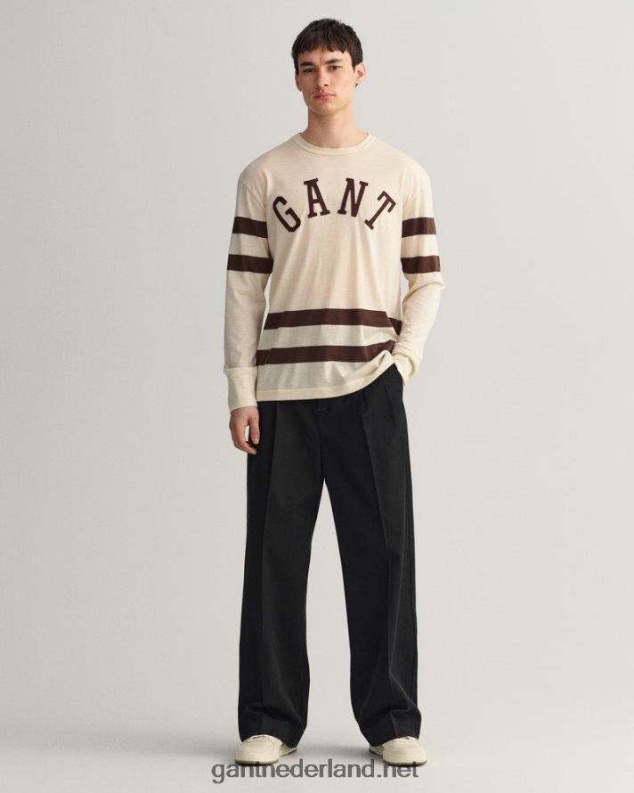 GANT Heren room T-shirt van wollen jersey met lange mouwen R48460131