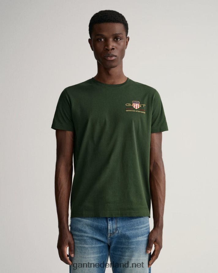 GANT Heren storm groen T-shirt met geborduurd schild uit het archief R48460200