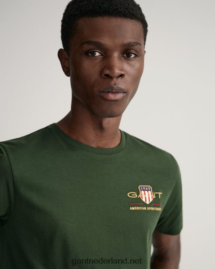 GANT Heren storm groen T-shirt met geborduurd schild uit het archief R48460200