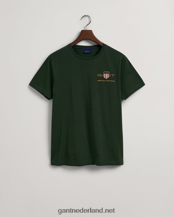 GANT Heren storm groen T-shirt met geborduurd schild uit het archief R48460200