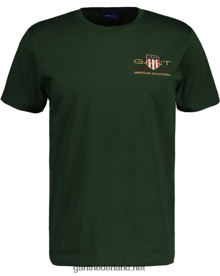 GANT Heren storm groen T-shirt met geborduurd schild uit het archief R48460200