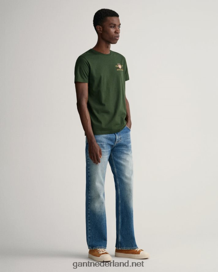 GANT Heren storm groen T-shirt met geborduurd schild uit het archief R48460200