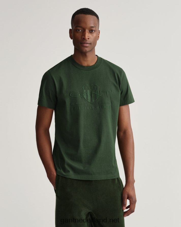GANT Heren storm groen T-shirt met tonaal archiefschild R48460157