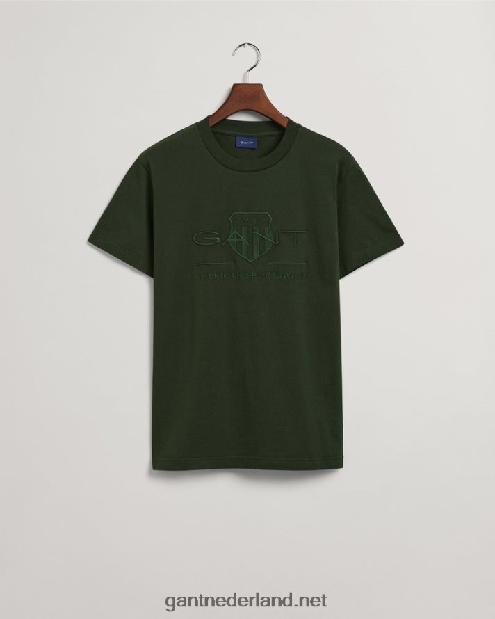 GANT Heren storm groen T-shirt met tonaal archiefschild R48460157