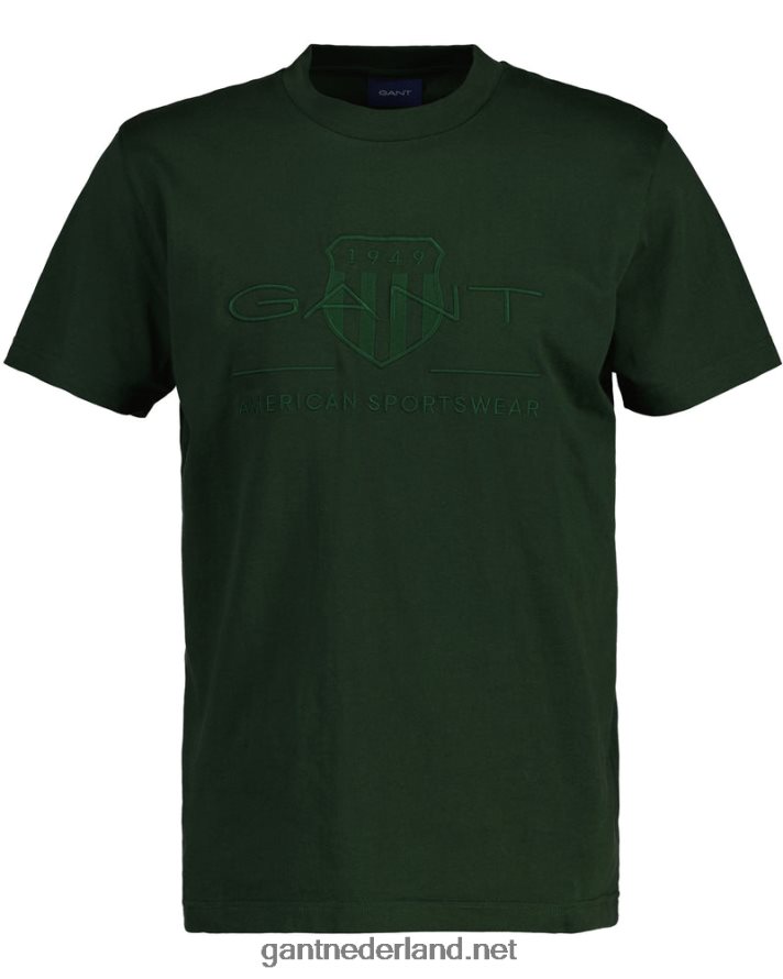 GANT Heren storm groen T-shirt met tonaal archiefschild R48460157