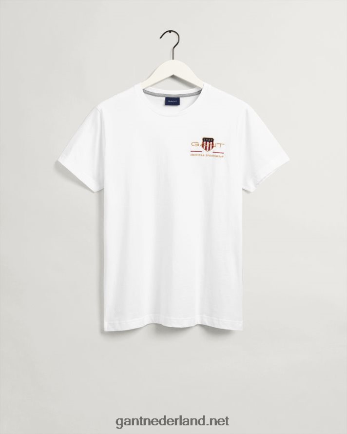 GANT Heren wit T-shirt met geborduurd schild uit het archief R48460186