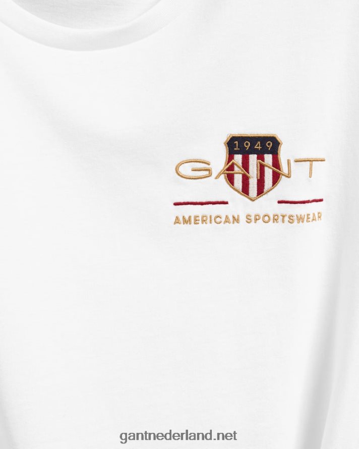 GANT Heren wit T-shirt met geborduurd schild uit het archief R48460186