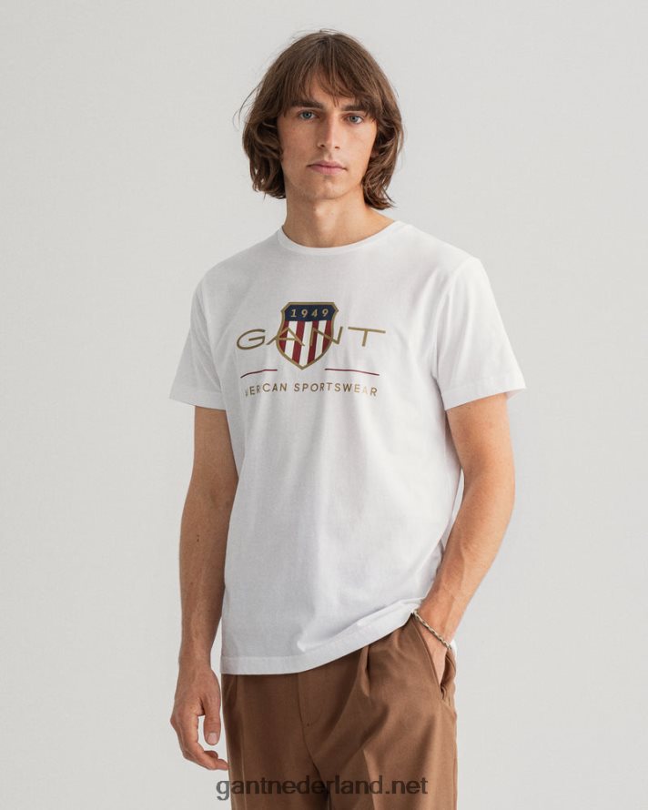 GANT Heren wit archief schild t-shirt R48460137