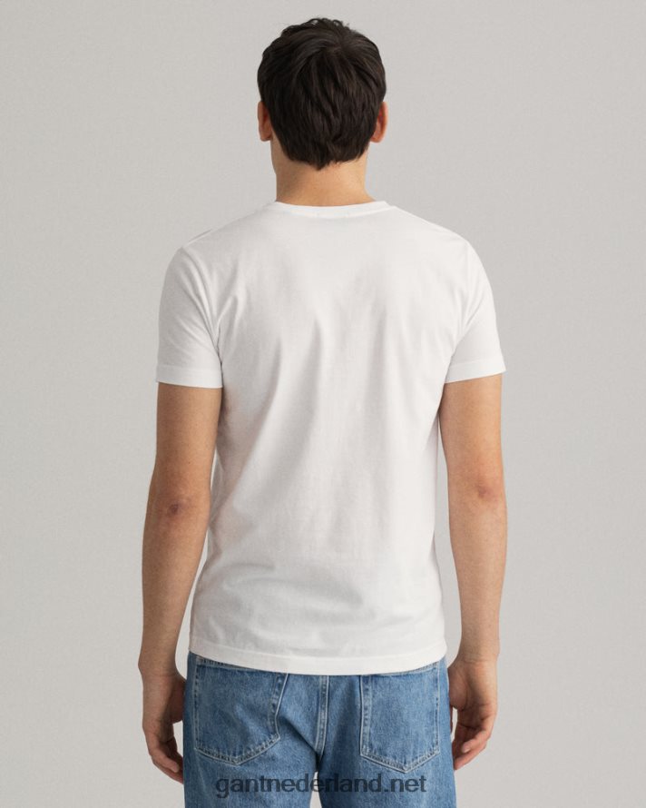 GANT Heren wit origineel slim fit t-shirt met v-hals R48460156