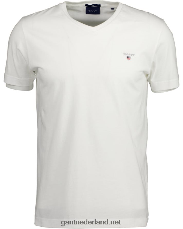 GANT Heren wit origineel slim fit t-shirt met v-hals R48460156