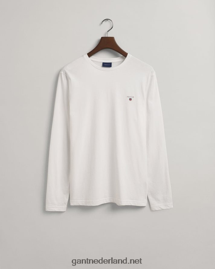 GANT Heren wit origineel t-shirt met lange mouwen R48460175