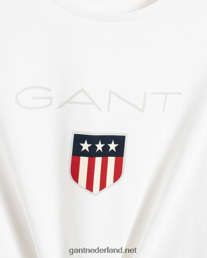 GANT Heren wit schild t-shirt lange mouw R48460145