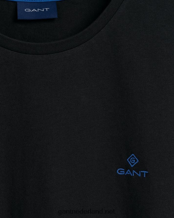 GANT Heren zwart T-shirt met contrasterend logo R48460155